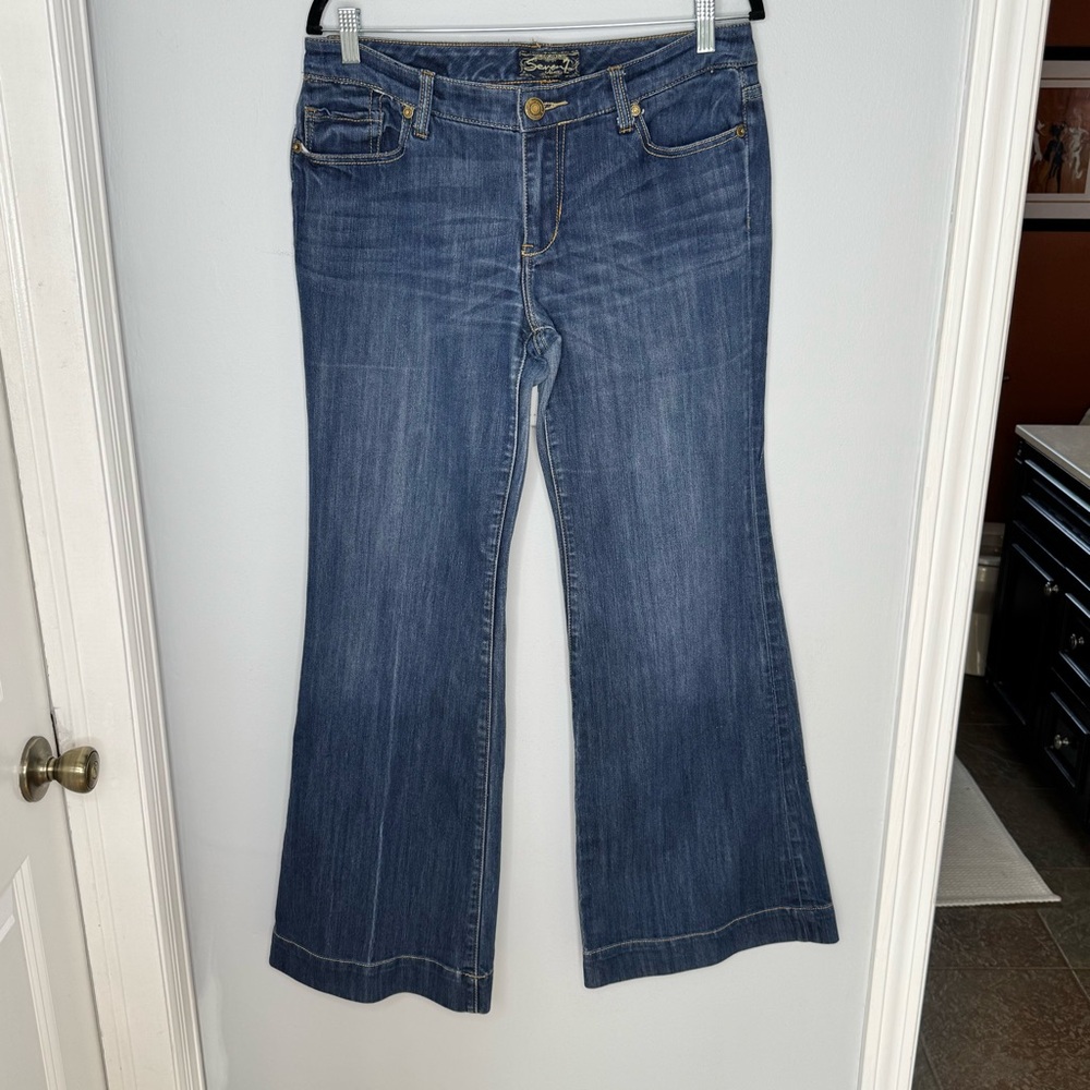 Women’s Seven7 Size 31 Blue Cotton/Polyester/Spandex Wide Leg Jeans